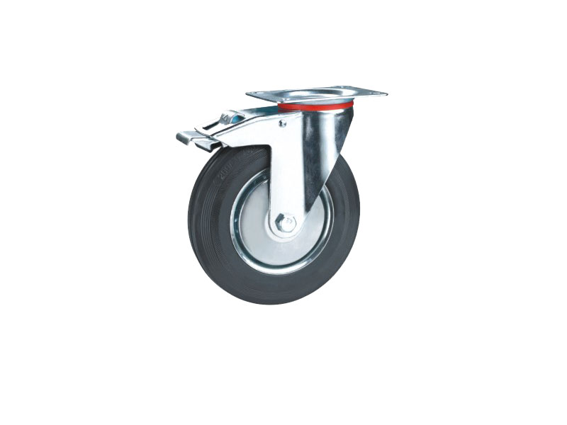 Točkovi za kolica-crna guma sa KOČNICOM-OKRETNI